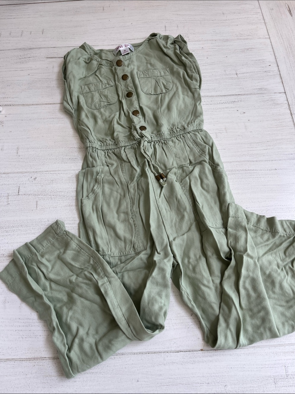 Japna Light Sage Utility Jumpsuit with Button Front